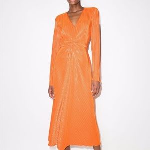 *NEW* ROTATE Berger Cheistensen Sierra V-neck midi dress in Orange. Size IT 36